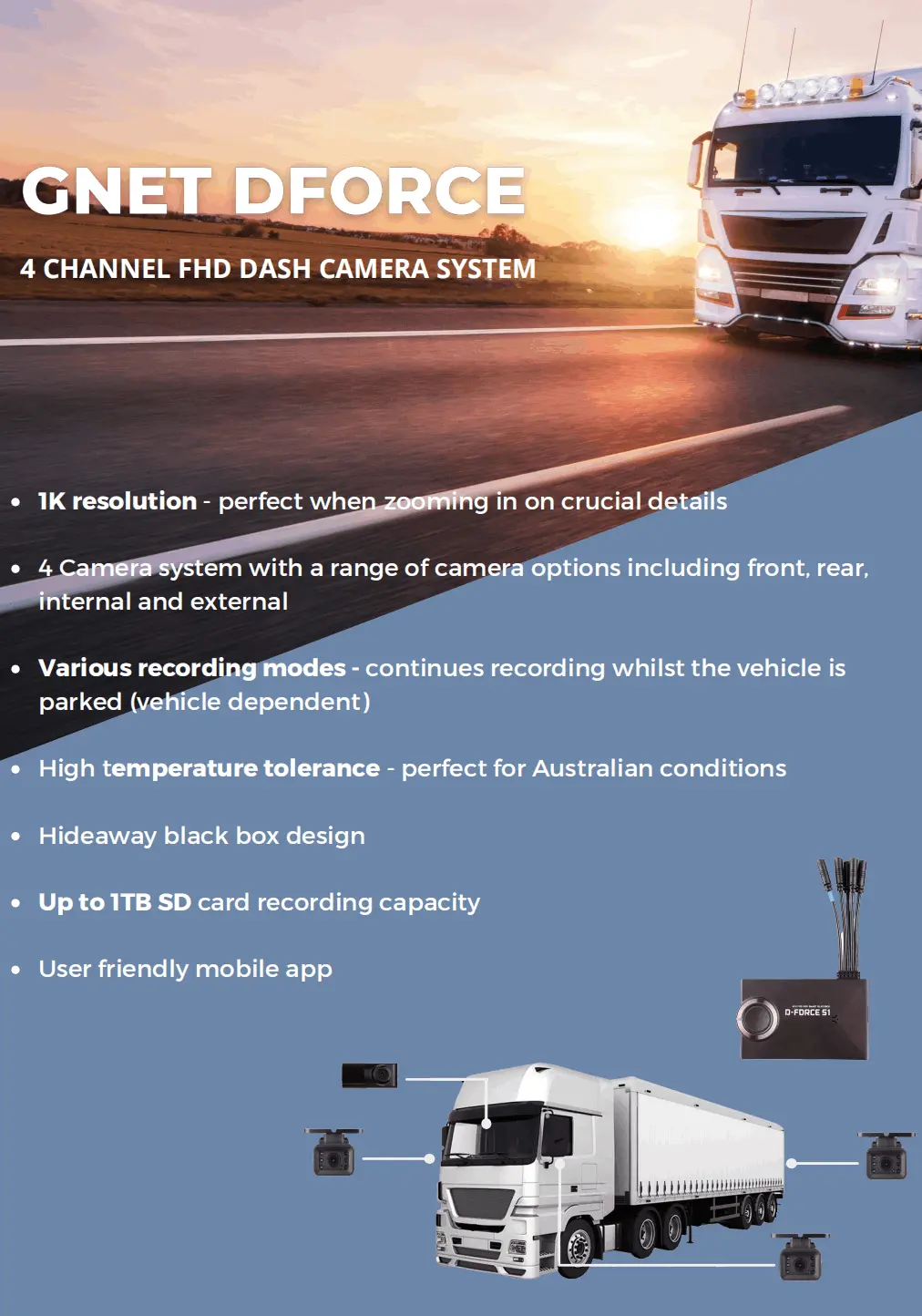 GNET DFORCE Dash Camera Data Sheet | Celtic Car Sound